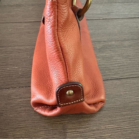 Fossil Orange Brown Genuine Leather Hobo Shoulder Handbag Purse Braided Strap - Picture 8 of 12